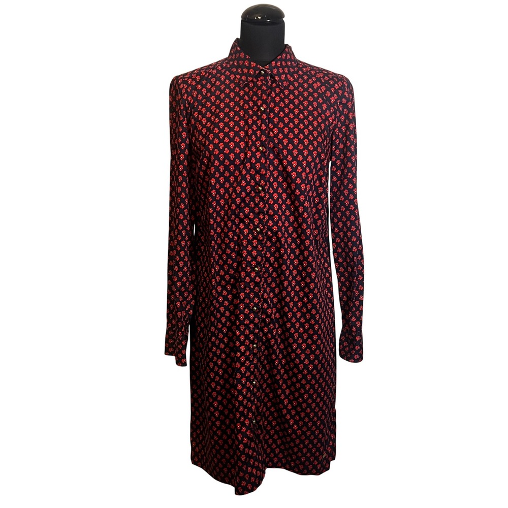 Tommy Hilfiger Womens Navy Red Poppy Floral Cotton Shirt Dress Size M 1A87650809